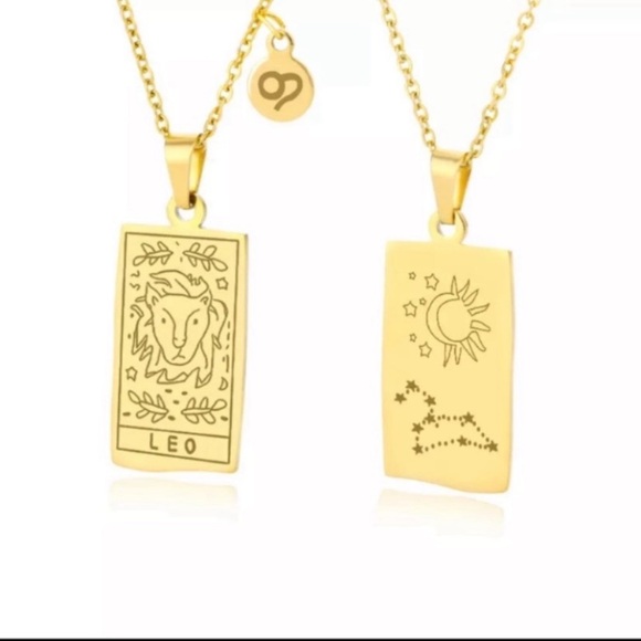 Leo Tarot Zodiac Symbol In 18k GP Double Sided - Picture 1 of 7
